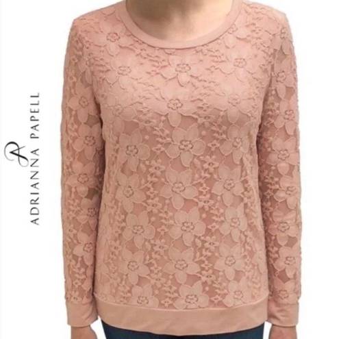 Adrianna Papell  Lace Front Sweatshirt Warm Blush