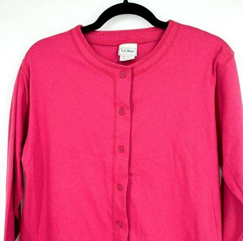 L.L.Bean Vintage  Raspberry Pink Button Down Cardigan medium solid cozy casual