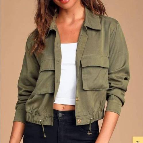 Eldora Olive Green Cropped Utility Jacket