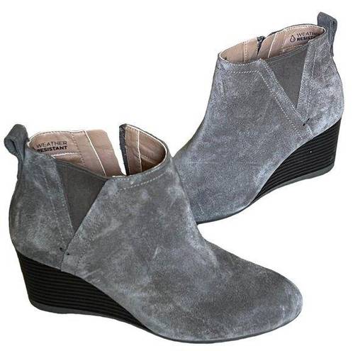 Vionic  Ankle Boots Womens 7 Gray Paloma Suede Wedge Heel Bootie Comfort Shoes