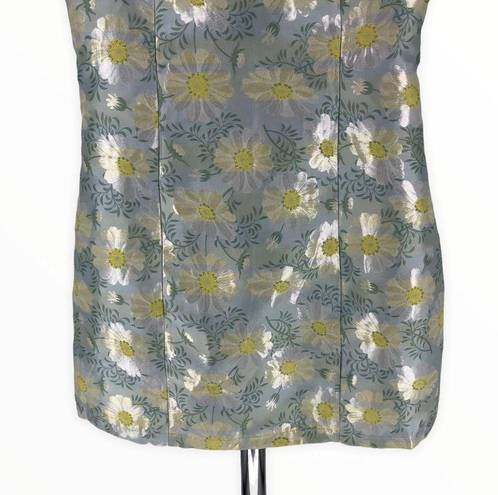 Lulus Lulu’s Blooming Love Light Blue Yellow Floral Jacquard Mini Dress size Medium