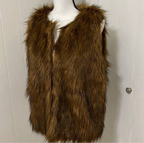 Poof ! Faux Fur Vest Brown M