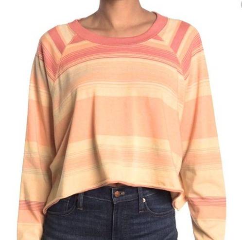 We The Free FREE PEOPLE x  Women’s Orange and Yellow Cropped Long Sleeve Baja T