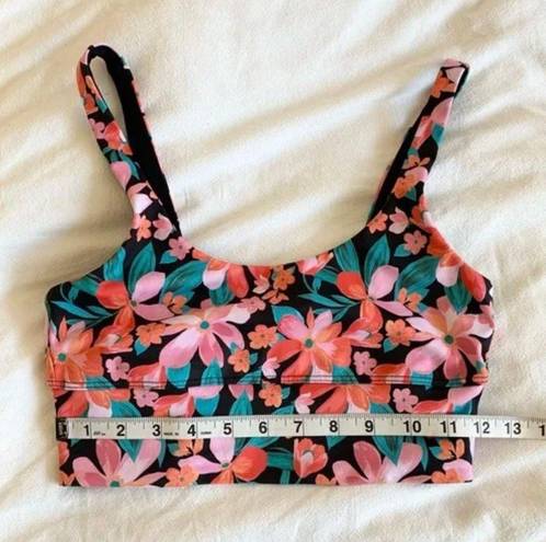 Beach Riot Leah Floral Longline Sports Bra in Fiery Plumeria Size Small