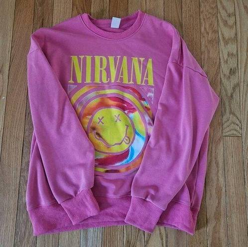 Nirvana sweatshirt, hot pink size S