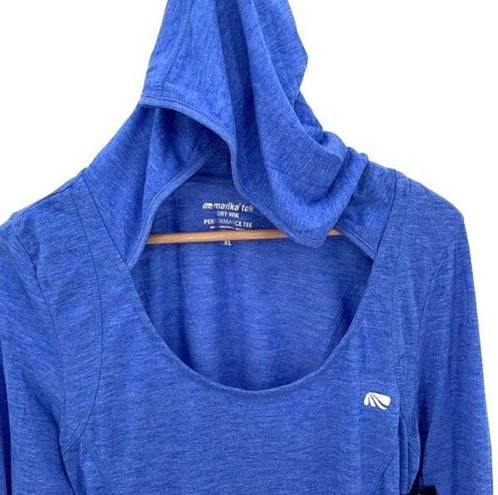 Marika tek  Womens Dry-Wik Post-Workout Hooded Performance Tee Blue XL NWT