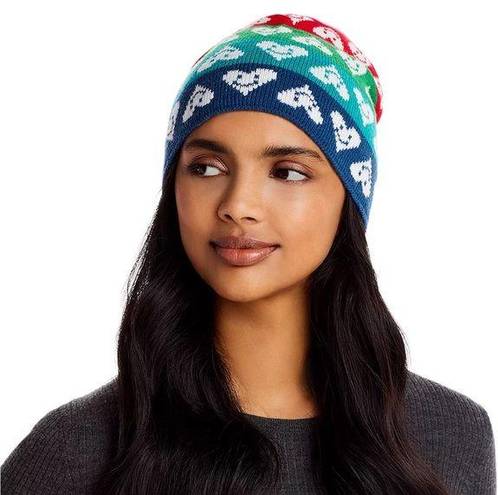 AQUA  x Kerri Rosenthal Multicolor Heart Beanie, New w/Tag