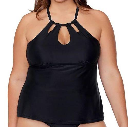 Raisin's  Curve Calina Solids Rosalie Tankini Swim Top Black Plus Size 18W NWT