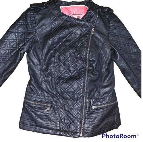 Bernardo  Collection Vegan Leather Quilted Moto Jacket Size Small