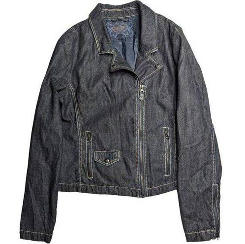 Krass&co Bootheel Trading  Sheryl Crow Dark Wash Denim Offset Zip Motorcycle Jacket S