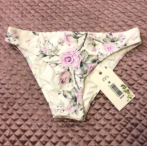 Chelsea and Violet White And Purple Flower Print Bikini Swim Bottom