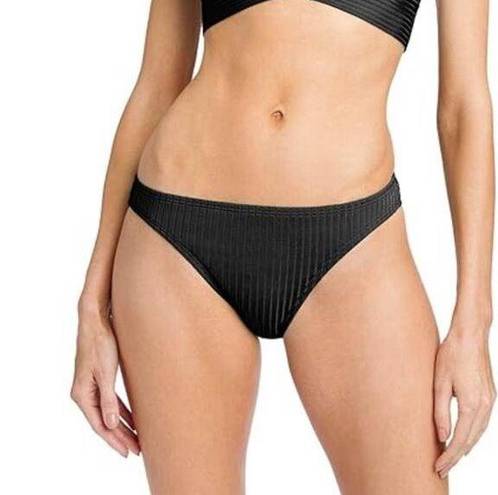 Robin Piccone  Yasmine Ribbed Bikini Bottoms in Black Size Medium NWT