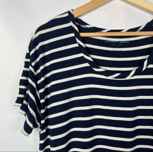 Draper James  Navy Blue & White Stripe Short Sleeve T-Shirt L