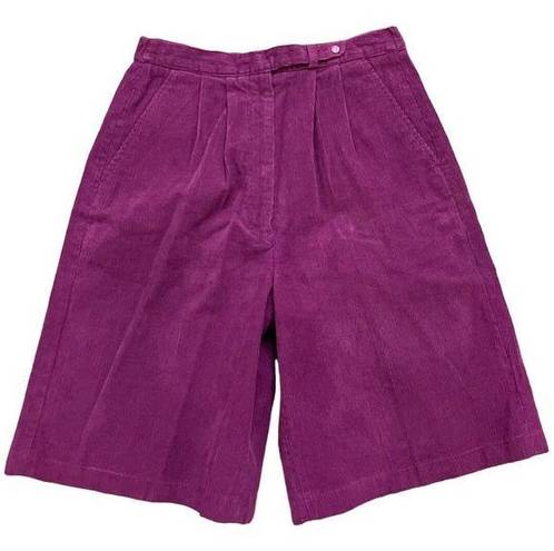 Bermuda Vintage 90s High Waisted Purple Corduroy Pleated  Shorts - Women's  - 10