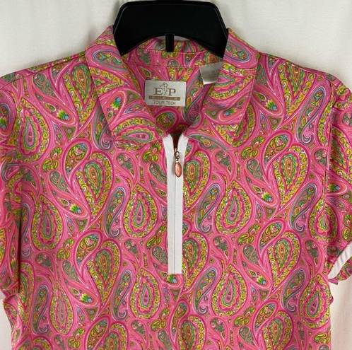 EP Pro  Tour Women’s PGA Pink Paisley Half Zip Golf Shirt Size Extra Large