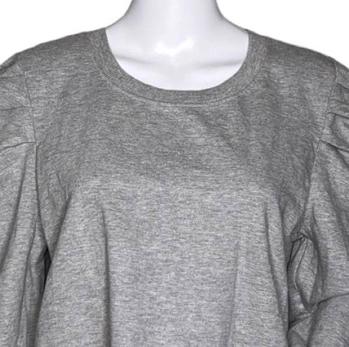 RD Style  Shirt Womens Gray Sweatshirt Crop Waist Length Puff Sleeve Neutral