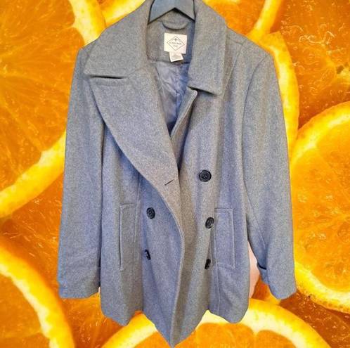 St. John’s Bay St John's Bay Gray Double Breasted‎ Pea Wool Blend Coat Size Large