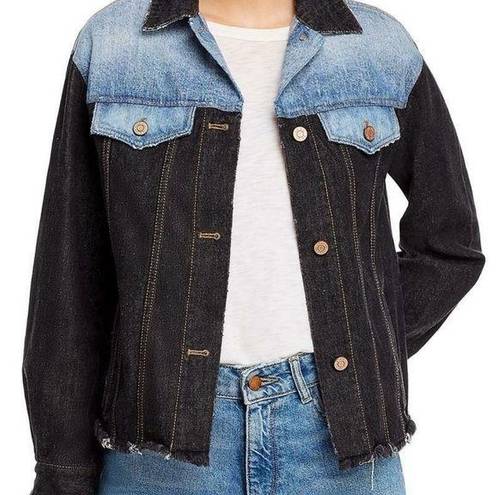 Rebecca Taylor  BLACK/INDIGO Colorblock Denim Jacket Size Medium M NWT