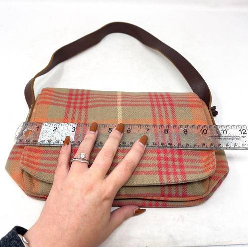 American Eagle  Pink And Tan Plaid Shoulder Bag Wool Mini Flap