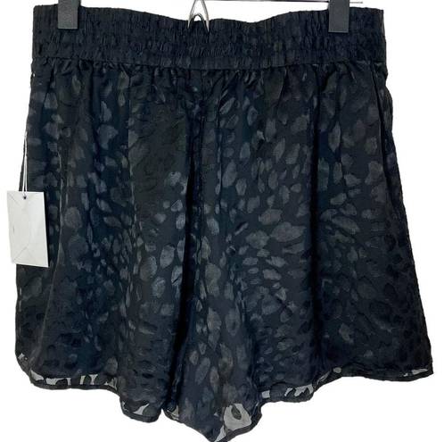 Good American  Midnight Leopard Short New large satiny black burnout animal print