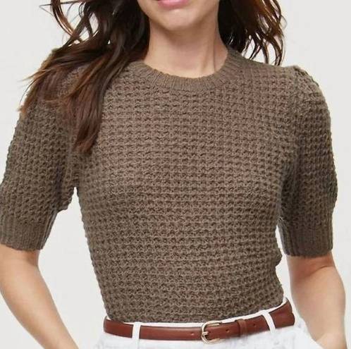 Michael Stars  Astrid Dolma Pullover Open Knit Short Sleeve Sweater Brown Small