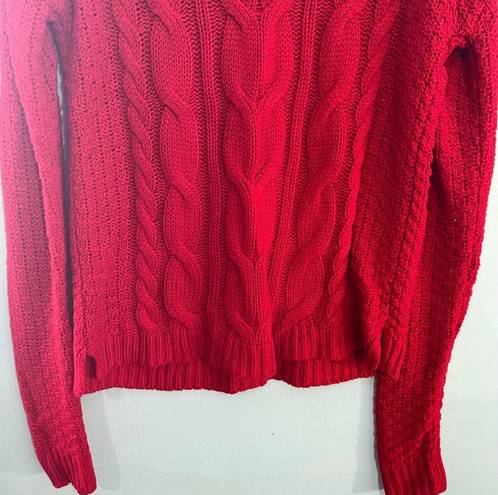 SO Red Cable Knit Pull Over Long Sleeve Sweater Women’s Size Small