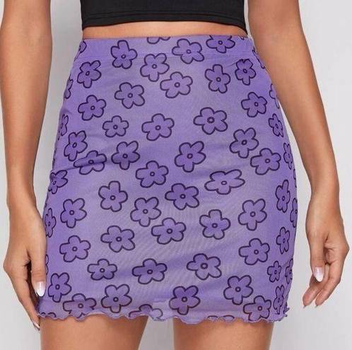 Purple Flowered Skirt Size L