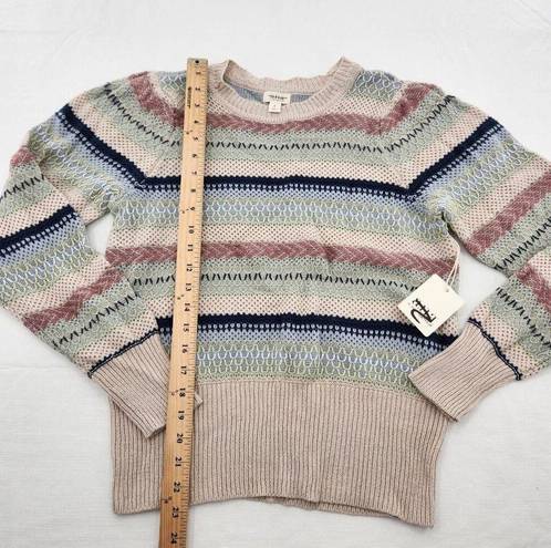 a.n.a . Womens Size Small Blue/ Beige/Pink Stripe Long Sleeve Sweater