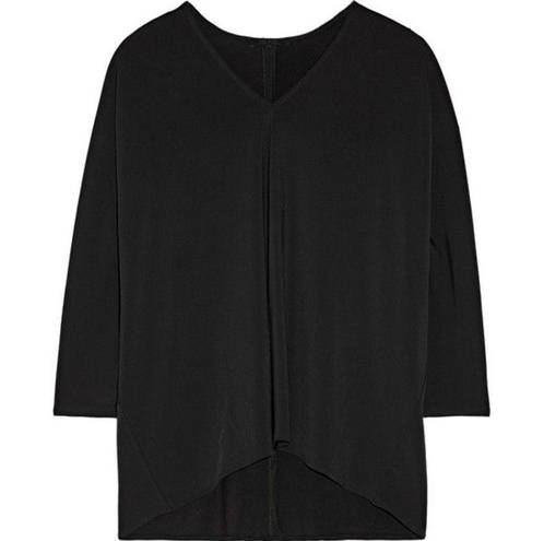 The Row  Sandile Long-Sleeve Viscose Silk Stretch Trapeze Top Black