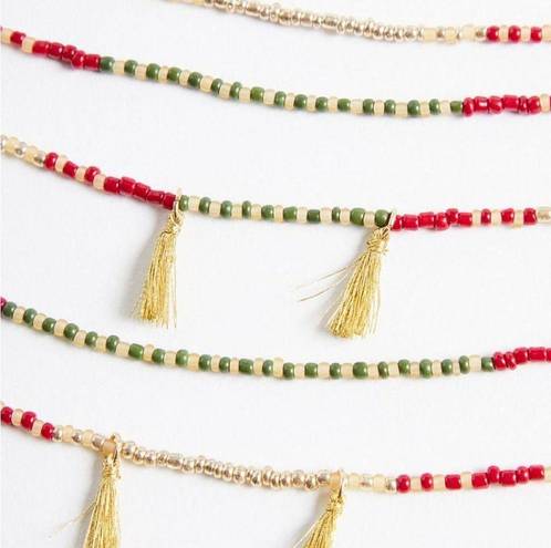 Torrid NEW  Multilayered Beaded Necklace with Tassels Burgundy Olive Gold Boho