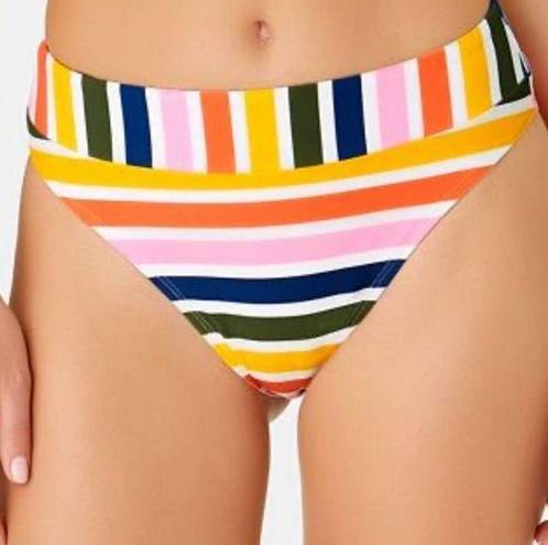 California Waves  Women's Baja Striped High-Waist/Leg Bikini Swim Bottoms sz L