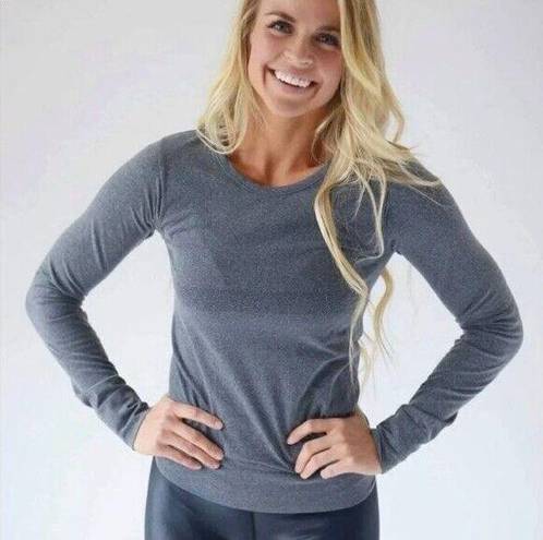 Zyia  Active Size XL Top Gray Performance Seamless Long Sleeve Vented Workout