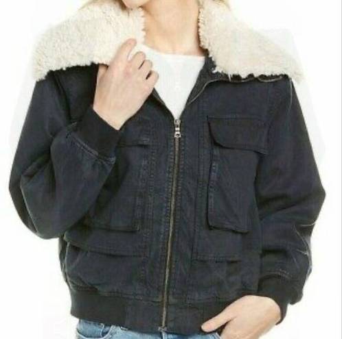 Young Fabulous and Broke  Earhart Sherpa Collar Cropped Puffer Jacket Size L NWT