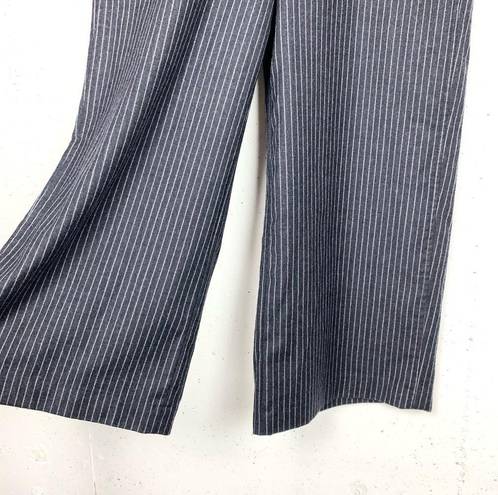 Madewell  Womens Bryant Wide Leg Pinstripe Trouser Pants Pull On Grey Size Large