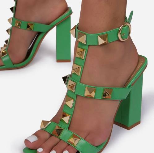 EGO New  green stud strappy heels size 9