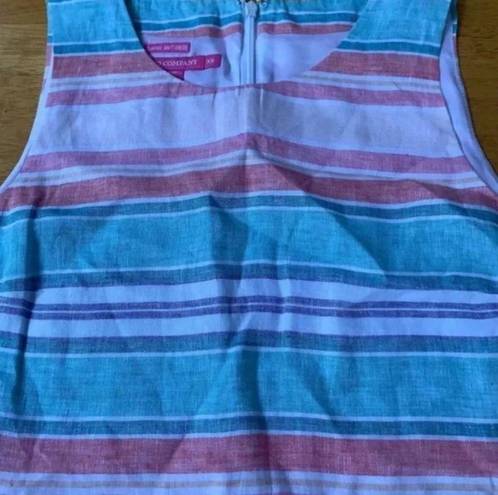 Krass&co Island  Linen Tank Dress Summer Travel Pastel color striped, Size XS