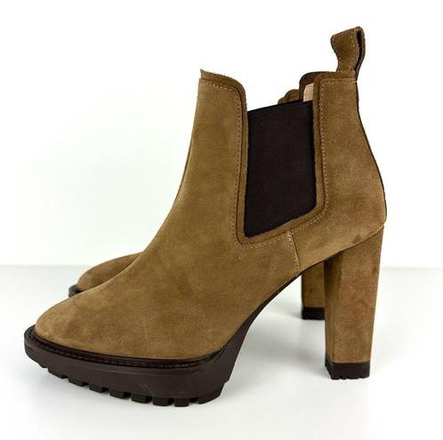 ALLSAINTS NEW  Harper Lug Sole Heeled Suede Ankle Boots Tan Size 9