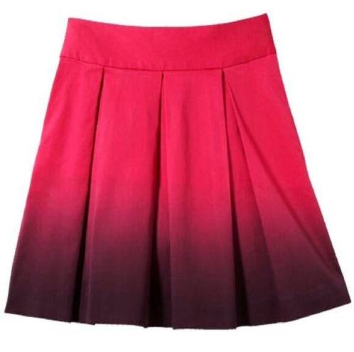 EXPRESS Pleated Ombre Skirt Hot Pink Purple High-Waist Waisted Dip-Dye Gradient