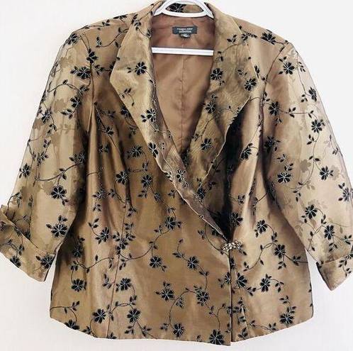 Dress Barn  Woman Collection Brown & Black Floral Embellished Jacket ~ Plus Sz 20W