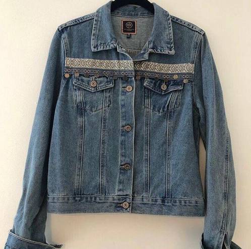 Boom Boom Jeans  boho embroidery jean jacket.