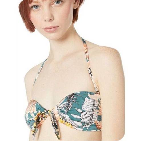 The Bikini Lab NEW Tropical bandeau bikini top, Teal, Medium