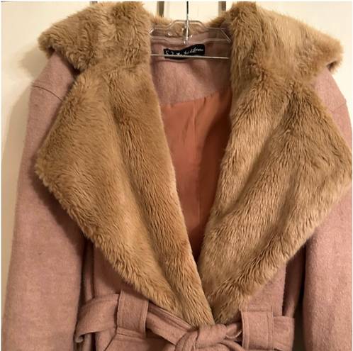 For Love & Lemons  Faux Fur Camel Wool Blend Ella Coat