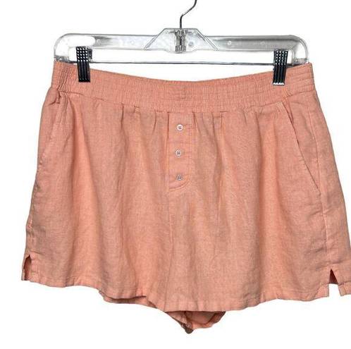 Abercrombie & Fitch Abercrombie Shorts Womens Medium Orange Linen Blend Sleep Shorts Neutral Casual