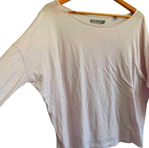 Vince  Dolan Boat Neck Pima Cotton Slouchy Long Sleeve Tee Pale Pink Medium