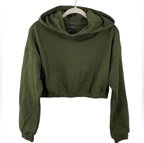 Naked Wardrobe NWOT  Olive Green Cropped Hoodie Size LARGE