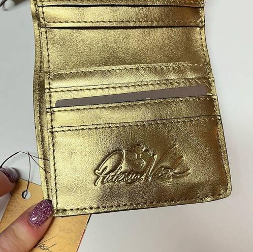 Patricia Nash Verla Gold Vintage Leather Trifold Wallet with RFID Protection