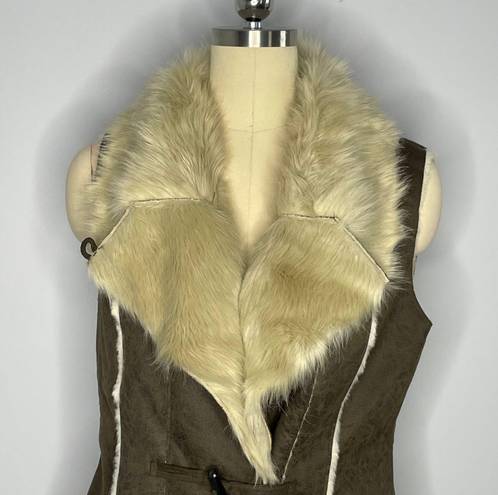 INC International Concepts Womens Night Moss Faux Suede Faux Fur Vest - Size Med