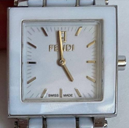 Fendi  White Square Watch Stainless Steel