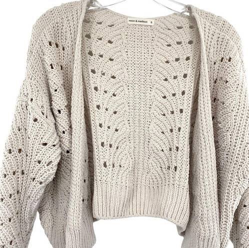 The Moon  & Madison Cropped Cable Knit Oversized Cardigan Sweater