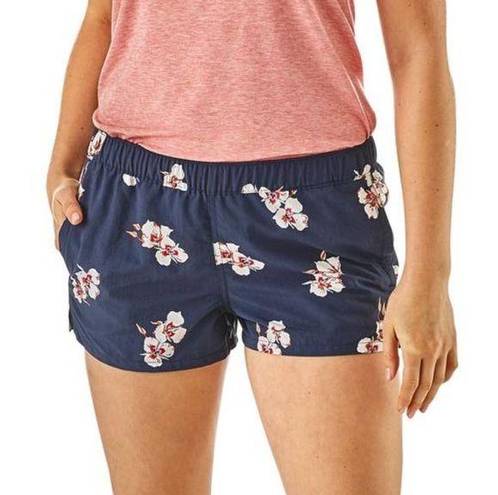 Patagonia  XS Barely Baggies Shorts Swim Blue Floral Pockets DWR Beach Surf Sport